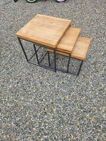 nest of tables solid oak tops