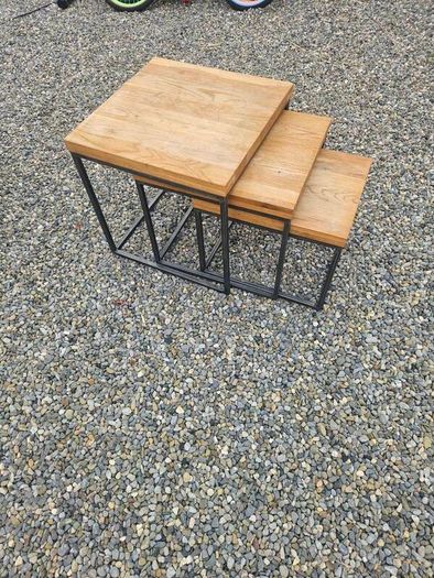 nest of tables solid oak tops