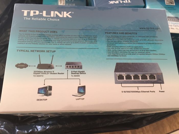 TP-Link 5-Port Gigabit Desktop Ethernet Switch Rj45 Splitter TLSG105 1000mbps plug and play new