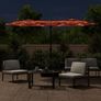 Double-Head Garden Parasol with LEDs Terracotta 316x145 cm Image 3