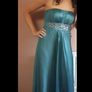 Full length, teal/turquoise satin, strapless dress from Monsoon. Image 2
