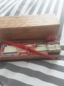 Writing Set/Pinocchio 1883 Dip Pen Set - Plastic Dip Pen Includes a Nib and 1 Bottle Ink,