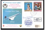 1977 Jersey Concorde Flight Cover (with approval of British Aircraft Corporation) SST Inaugural Transatlantic Flight. New York to London. Signed by Captain Brian Walpole.