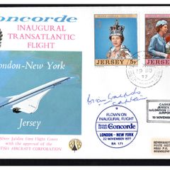 1977 Jersey Concorde Flight Cover (with approval of British Aircraft Corporation) SST Inaugural Transatlantic Flight. New York to London. Signed by Captain Brian Walpole.