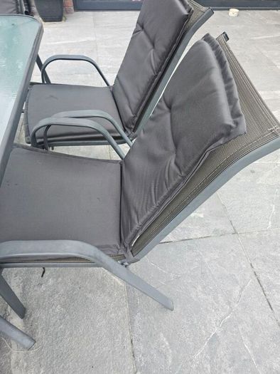 6 seater patio set and parasol