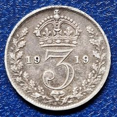 1919 United Kingdom 3 Pence - George V Silver Coin