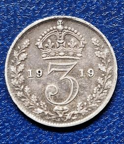 1919 United Kingdom 3 Pence - George V Silver Coin