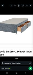Divan base with 2 drawers in grey.