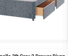 Divan base with 2 drawers in grey.