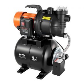 1100W Shallow Well Pump with Pressure Tank, 5300 LPH, Irrigation Jet Pump with 19L Tank, Filter, Check Valve, Automatic Water Booster System, 1.4-2.8 bar Pressure Switch, for Home Garden Lawn