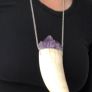 Ancient Antique Whale Tooth and Amethyst on Sterling Silver Chain Image 6