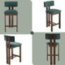 Set of 2 Velvet Bar Stools Wooden Kitchen Stools with Backrest Image 5