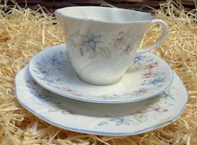 Queens Claire Bone China 14 Piece Tea Set - Blue Floral Vintage Excellent