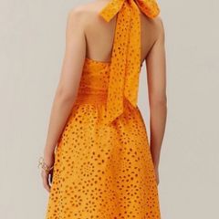 Michelle Keegan Orange Halter neck midi dress