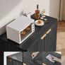 Coffee Bar Cabinet, Mid Century Fluted Coffee Bar Table with 2-Tier Storage, Buffet Stand Cabinet with Barn Door Image 4