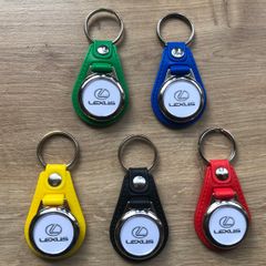 Synthetic leather Lexus key ring with shopping trolley token/coin