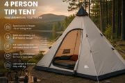 4 Person Tipi Tent Floor Pan Insect Repellent Standing Height Waterproof 5000 mm