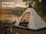 main image for ad 4 Person Tipi Tent Floor Pan Insect Repellent Standing Height Waterproof 5000 mm
