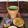 Mid Century Table Height Vintage Wicker Sewing Craft Basket 60s Image 3