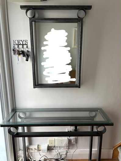 Metal mirror and matching table