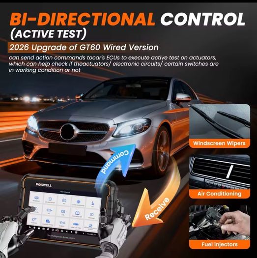 New 2026 FOXWELL GT60 OBD2 Diagnostic Tool All System Bi-directional Car Code Reader 24 Reset Professional OBD 2 Automotive Scanner