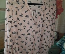 H&M Salmon Pink Hummingbird Blouse , UK 18 , Excellent Condition