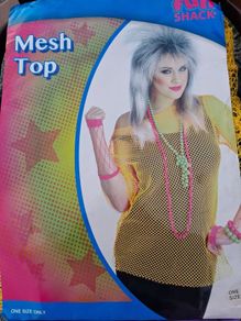 FunShack - Yellow Mesh Top 80's Costume - 2 Available