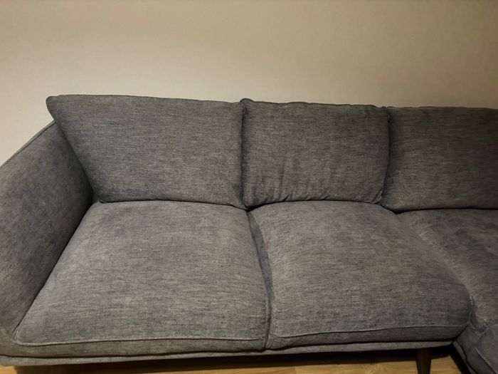 Grey Fabric Corner Sofa with Matching Ottoman