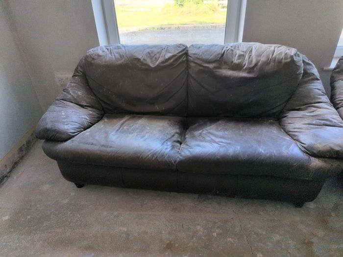 brown leatherette couch