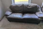 brown leatherette couch