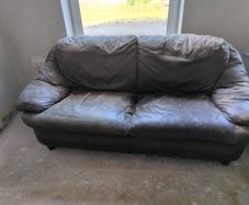 brown leatherette couch