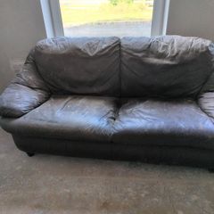 brown leatherette couch