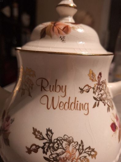 Teapot/China Ruby Wedding Teapot .. Heavly Reduced