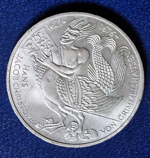 1976 Germany Silver 5 Mark 300th Anniversary - Death of Hans Jakob Christoffel von Grimmelshausen