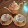 Exquisite Antique Hand Painted English Porcelain Gilded Tea Set with Teapot Image 3