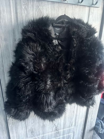 Black Fur Coat New Look Petite