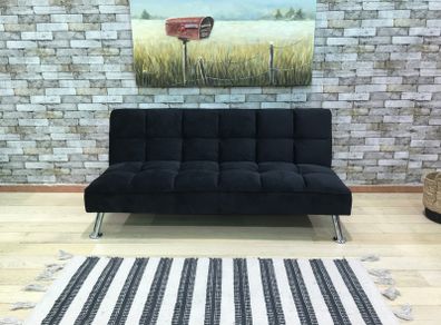 Black Velvet 3Seater Sofa Bed