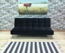 Black velvet Folding 3 Seater Sofa 180cm