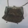 German silver chainmail mesh purse with floral clasp and chain strap Image 2