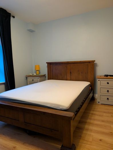 Solid Wood Sleigh Double Bed Frame & Emma Hybrid Mattress
