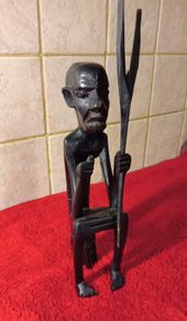 Hand Carved Dark Wood African Figure