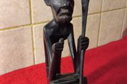 Hand Carved Dark Wood African Figure