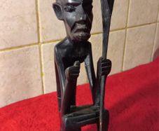 Hand Carved Dark Wood African Figure