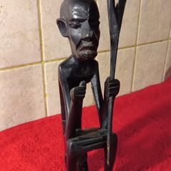 Hand Carved Dark Wood African Figure