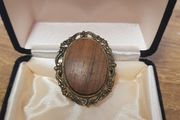 Vintage wooden core brooch