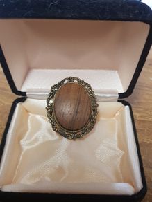 Vintage wooden core brooch