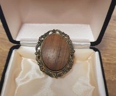 Vintage wooden core brooch