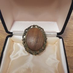 Vintage wooden core brooch