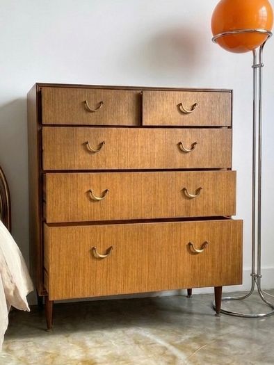 Vintage Teak Mid Century Chest of Drawers Storage