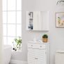 _Mirror Cabinet, Bathroom Storage Cabinet with 3 Doors, for Bathroom, 60 x 15 x 55 cm with Adjustable Shelves, Modern White Image 2